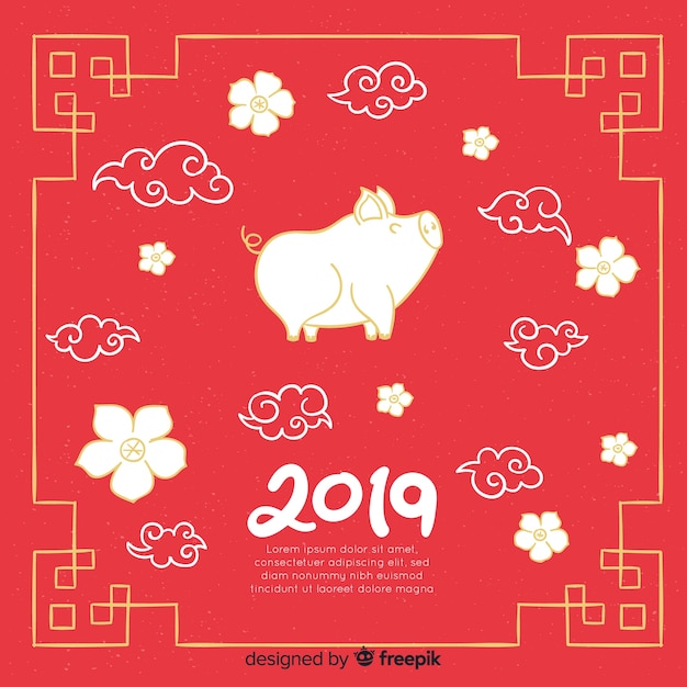 Chinees nieuw jaar 2019 achtergrond