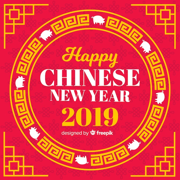 Gratis vector chinees nieuw jaar 2019 achtergrond