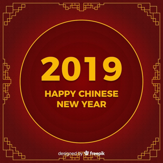 Gratis vector chinees nieuw jaar 2019 achtergrond