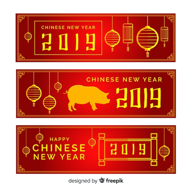 Chinees nieuw jaar 2019 banners