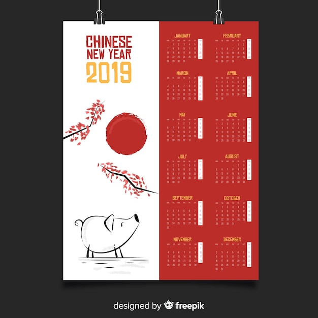 Chinees nieuwjaar 2019 kalender