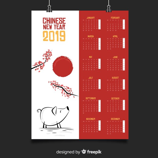 Chinees nieuwjaar 2019 kalender