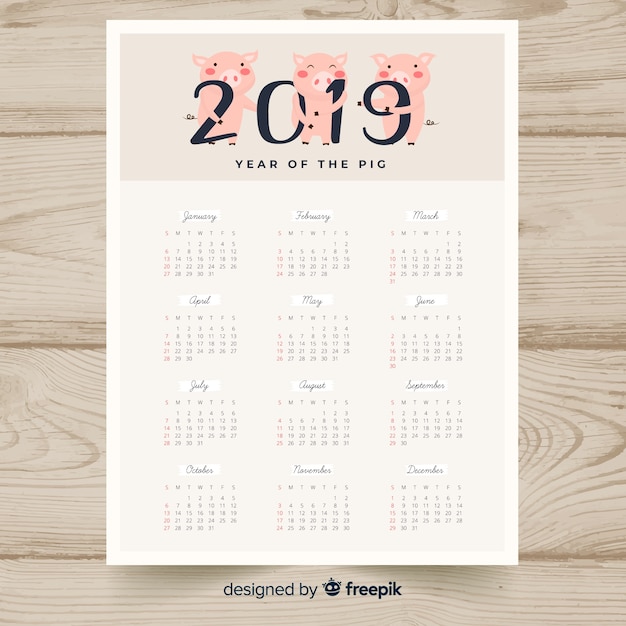 Chinees nieuwjaar 2019 kalender