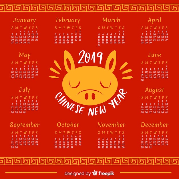 Chinees nieuwjaar 2019 kalender