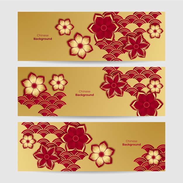Chinees nieuwjaar 2022 jaar van de tijger rode en gouden bloem en aziatische elementen papier gesneden met ambachtelijke stijl op de achtergrond. universele chinese banner als achtergrond. vector illustratie Premium Vector