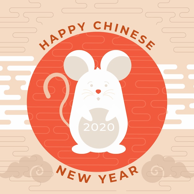 Gratis vector chinees nieuwjaar in plat ontwerp