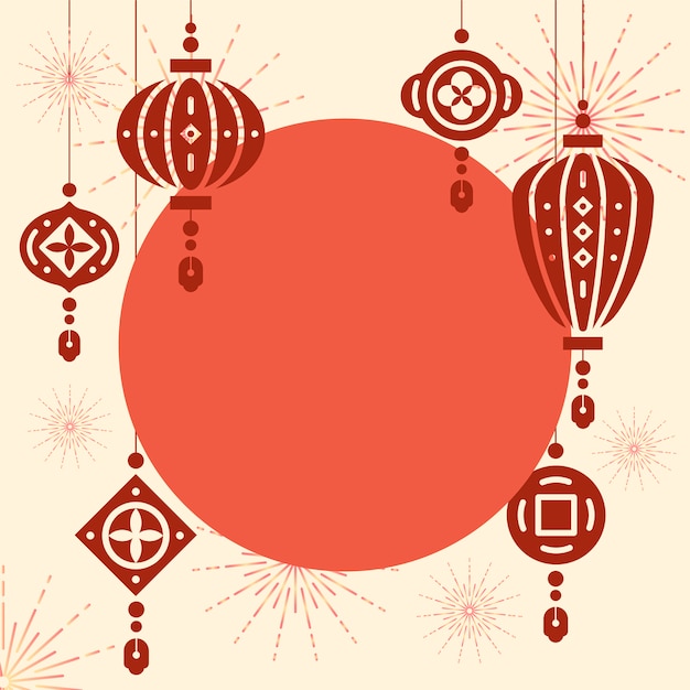 Gratis vector chinees nieuwjaar mockup illustratie