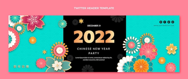 Chinees nieuwjaar twitterkoptekst in papierstijl