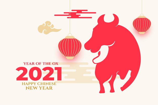 Chinees Nieuwjaar van de os 2021 wenskaart vector