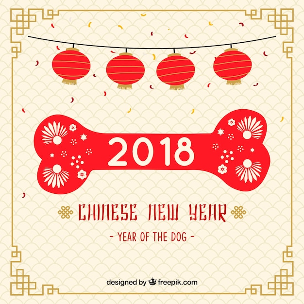 Gratis vector chinese nieuwe jaarachtergrond met been