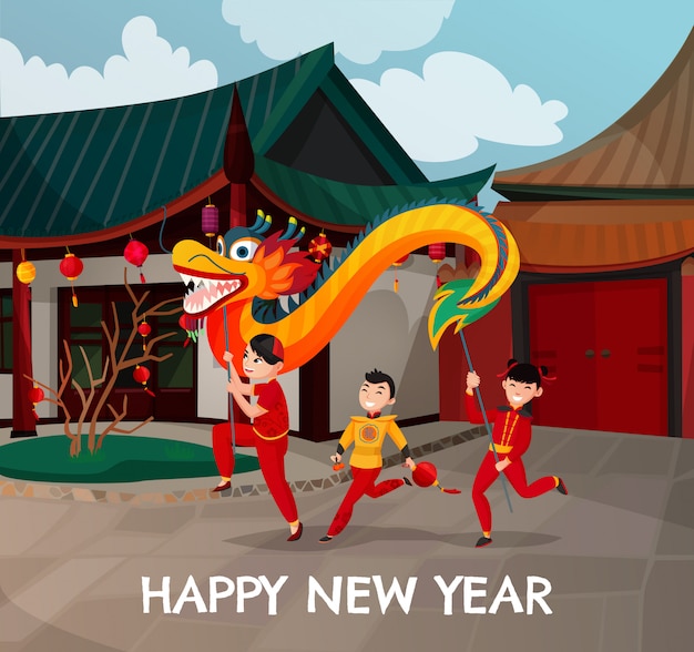Chinese nieuwjaarillustratie