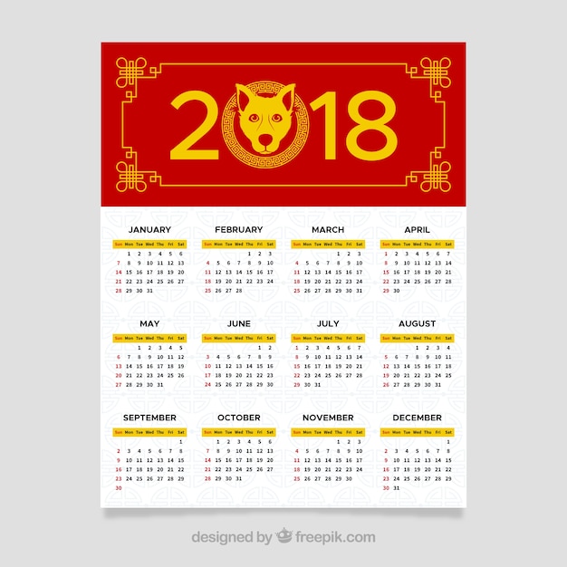 Gratis vector chinese nieuwjaarskalender