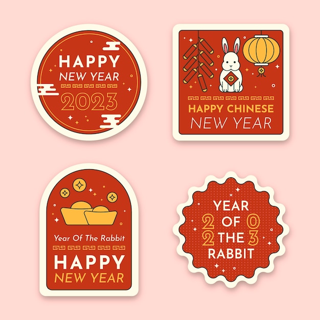 Gratis vector chinese nieuwjaarsviering labels collectie