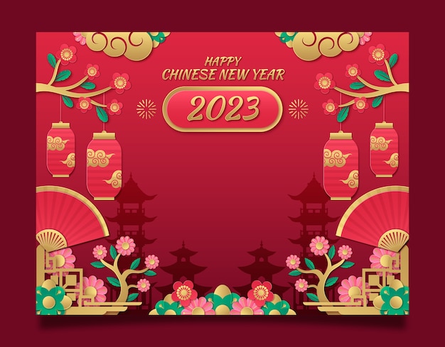 Chinese nieuwjaarsviering photocall-sjabloon