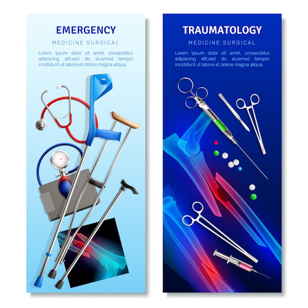 Chirurgische traumatologie verticale banners