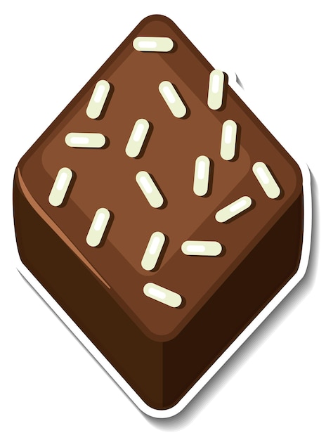 Gratis vector chocolade brownie sticker geïsoleerd op een witte achtergrond