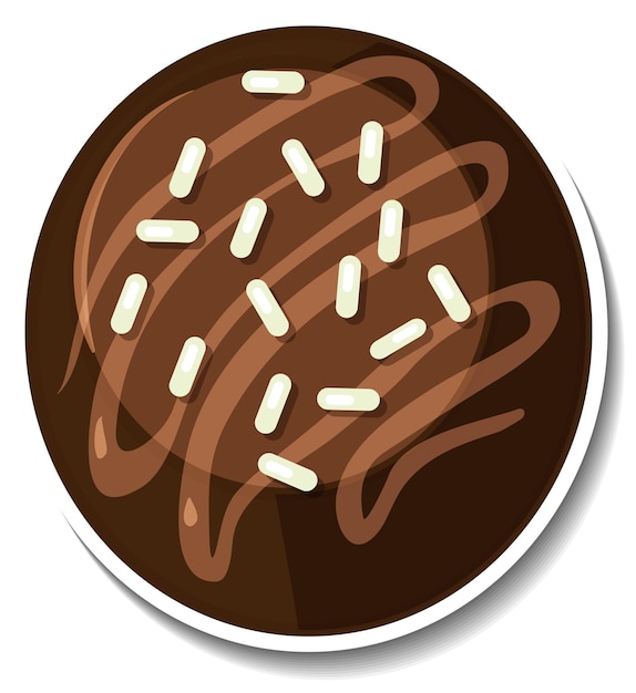 Gratis vector chocolade brownie sticker geïsoleerd op een witte achtergrond