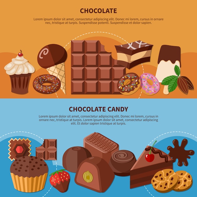 Gratis vector chocolade platte banners