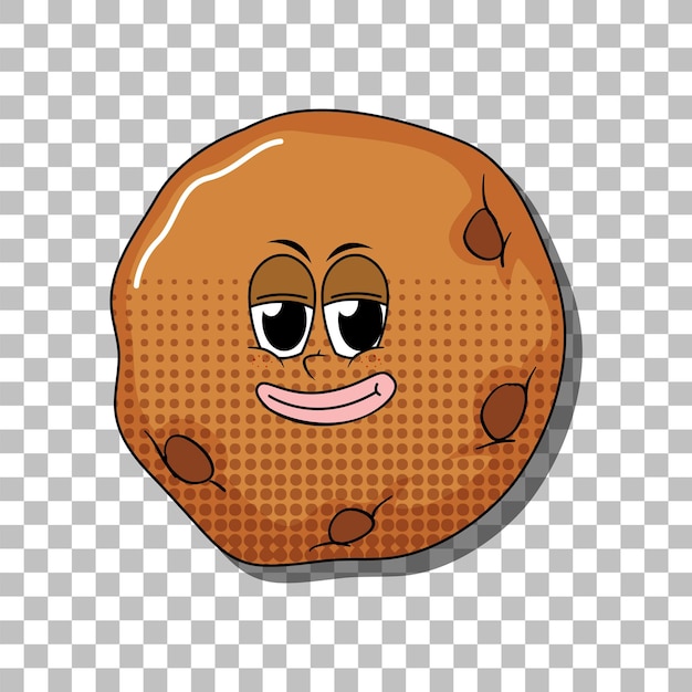 Gratis vector chocolate chip cookie stripfiguur geïsoleerd