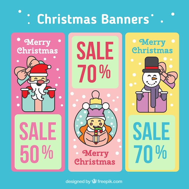 Christmas banners in pastel kleuren