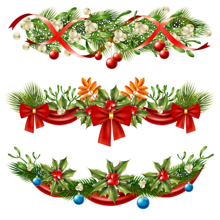 Gratis Vector christmas berry branches decoration set