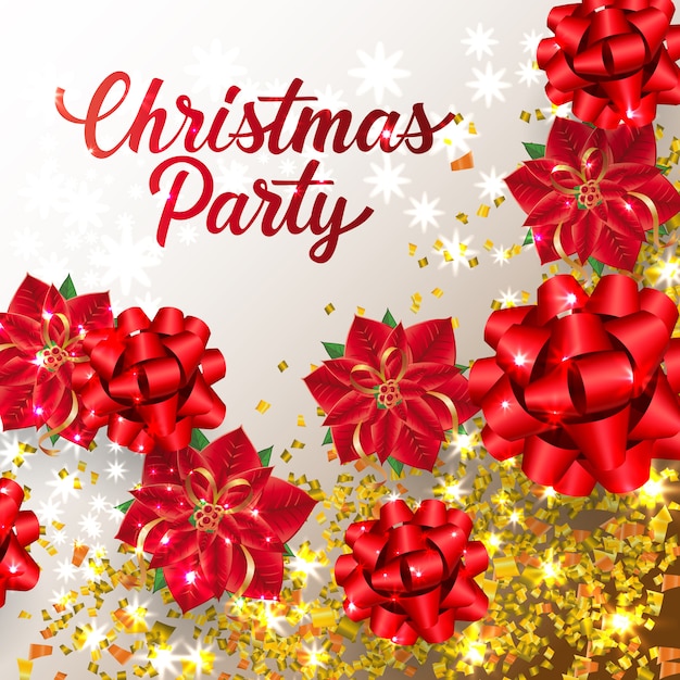 Christmas party belettering met lint bogen en confetti