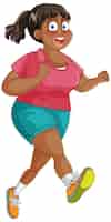 Gratis vector chubby woman running pose cartoon personage