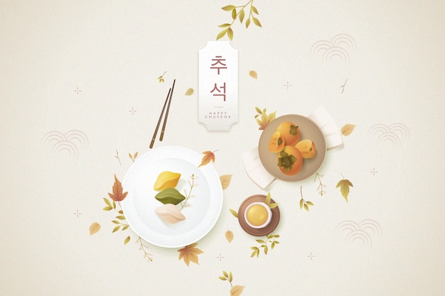 Gratis vector chuseok-concept in plat ontwerp