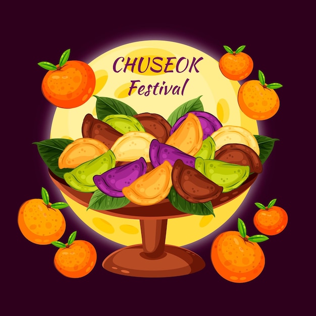 Chuseok-concept in plat ontwerp