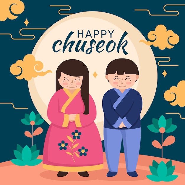 Gratis vector chuseok festival illustratie concept