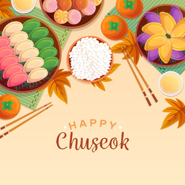 Chuseok festival tekening thema