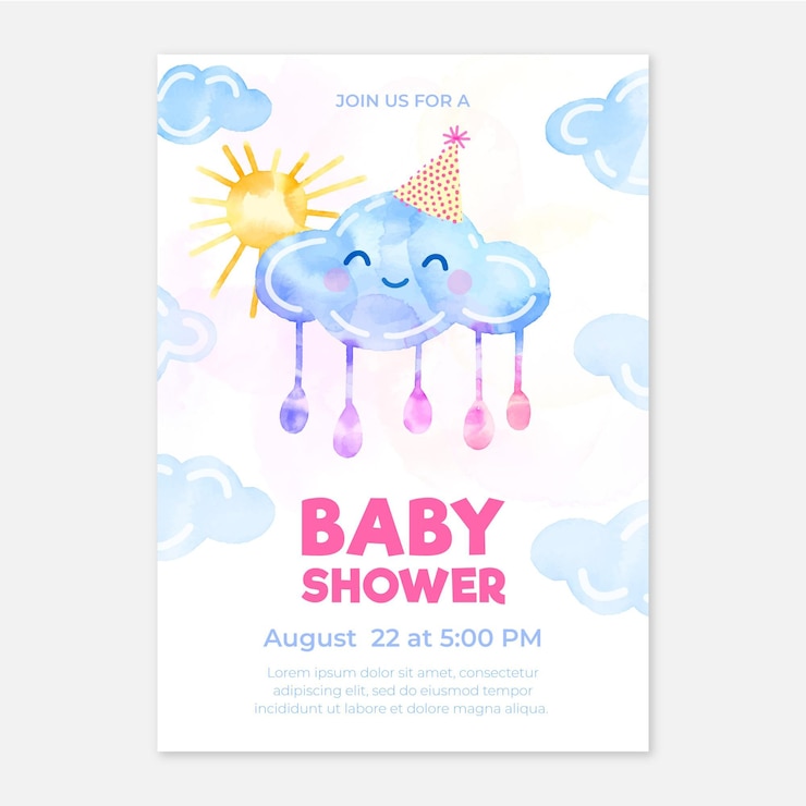 Gratis Vector chuva de amor baby shower kaartsjabloon