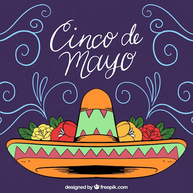 Gratis vector cinco de mayo achtergrond in de hand getrokken stijl