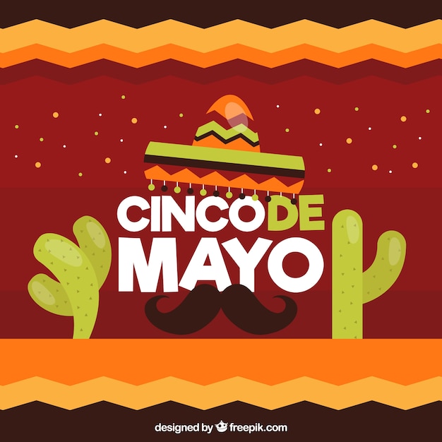 Gratis vector cinco de mayo achtergrond in vlakke stijl