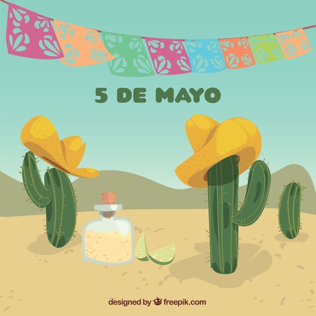 Cinco de mayo achtergrond met cactus