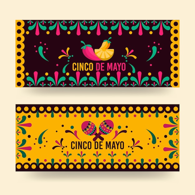 Gratis vector cinco de mayo banners in plat design