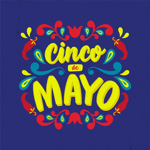 Gratis vector cinco de mayo belettering met chili pepers