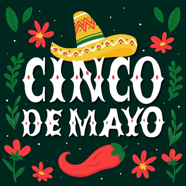 Gratis vector cinco de mayo belettering viering