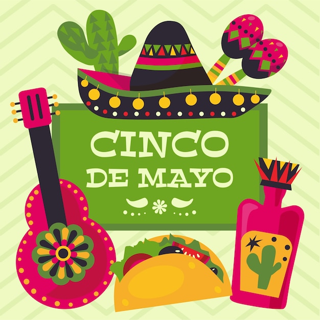 Gratis vector cinco de mayo in plat design