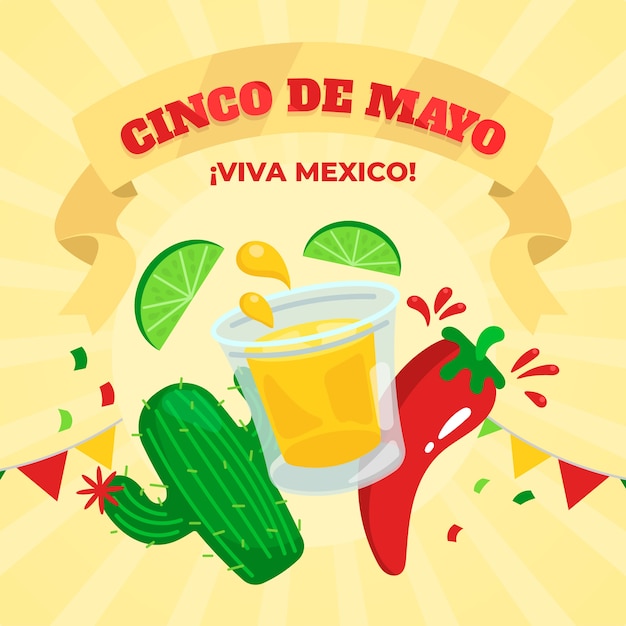 Gratis vector cinco de mayo in plat design