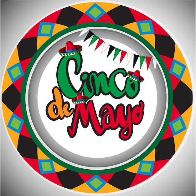 Cinco de Mayo-kaartsjabloon met rond ontwerp