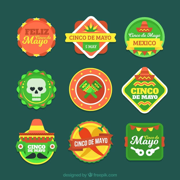 Gratis vector cinco de mayo stickers viering callection