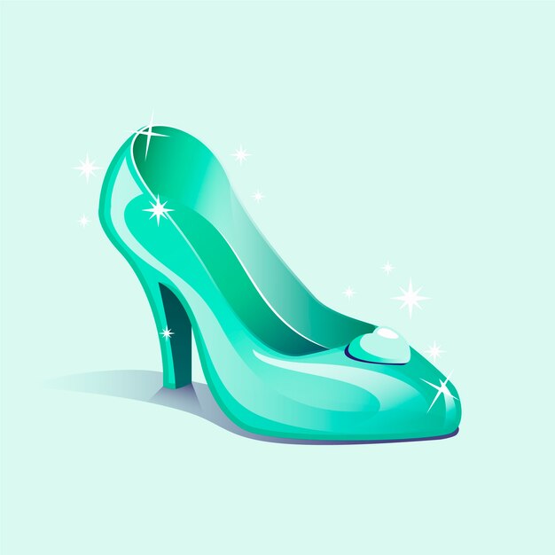 Cinderella glas schoen geïllustreerd ontwerp