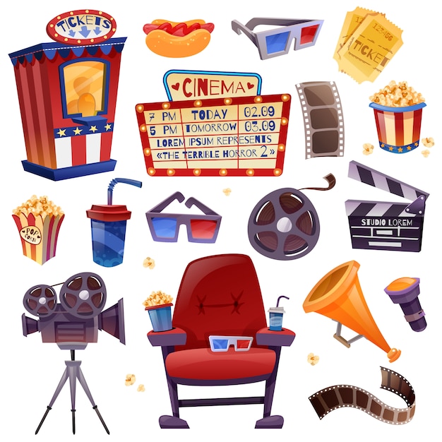 Cinema cartoon set