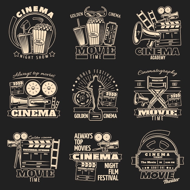 Gratis vector cinema dark emblem set