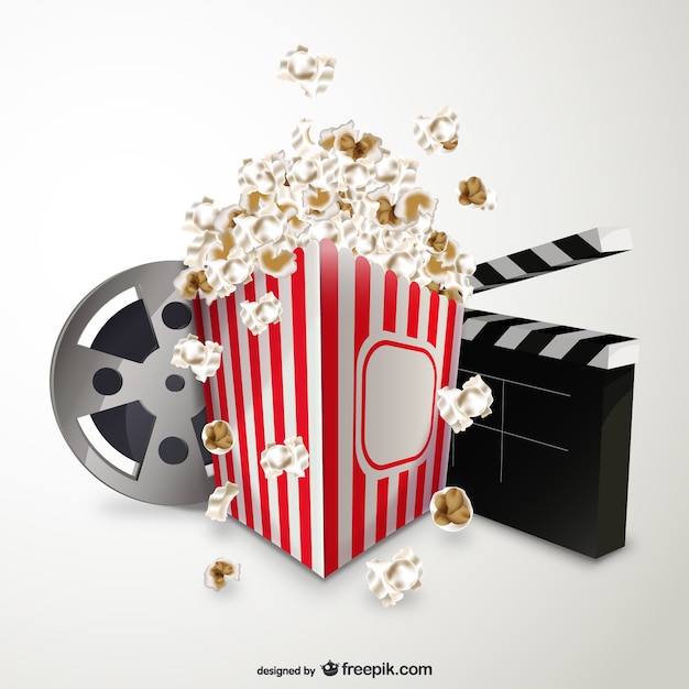 Gratis vector cinema en popcorn