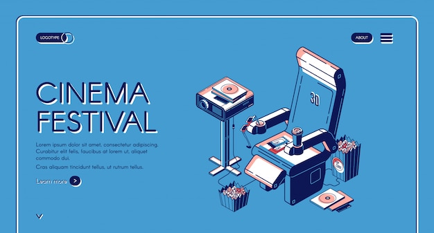 Gratis vector cinema festival film tijd entertainment websjabloon