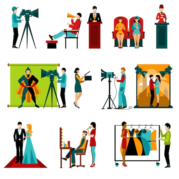 Gratis vector cinema people set