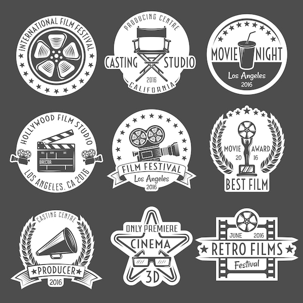 Gratis vector cinema white emblem set