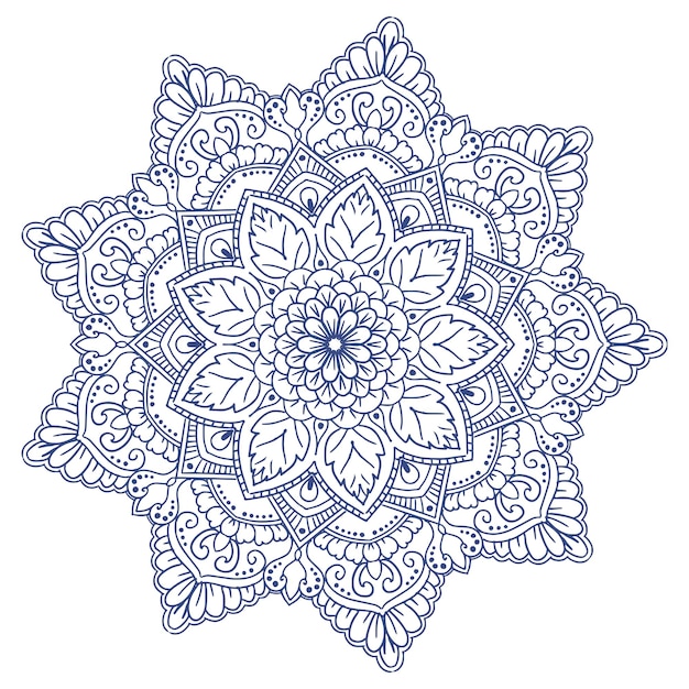 Gratis vector circulair patroon in de vorm van een decoratieve mandala op witte achtergrond